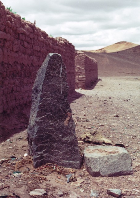 Fig. 15. One of the only surviving pillars of a site known as Shang Doring, in the western Changthang. By all accounts, this was an exceptional site that boasted several enclosures and many large pillars. Shang Doring was dismantled in the Chinese Cultural Revolution to build administrative facilities