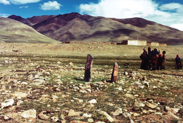 Fig. 5. Walled-in pillars found with the assistance of a local drokpa family. They were keen to show me this magical place but not too keen on photography