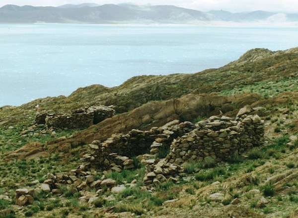Fig. 14. Two of the corbelled residences set on the rocky backbone of the big black headland.