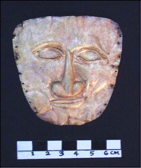 Fig. 5. The golden burial mask discovered in Malari. Photograph courtesy of Vinod Nautiyal