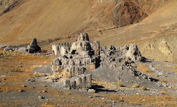 Fig. 6. The chorten complex at Hala, another remote site in Guge. Three or four years ago every chorten at this location was violated. 