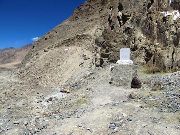 Fig. 13. This is a picture of the recently erected monument at the famous and important rock art site of Rimodong (Ris-mo gdong), Ru-thok.  