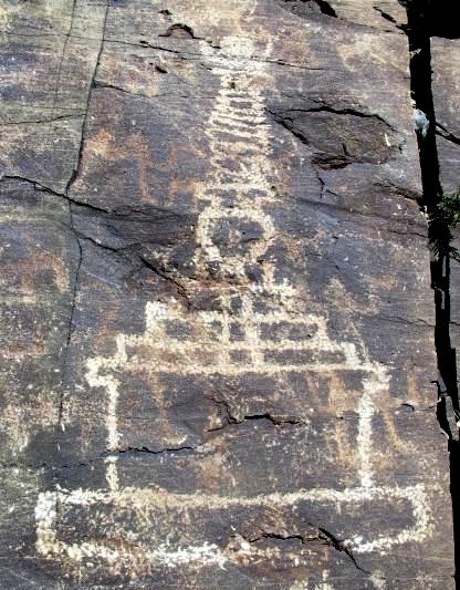 Fig. 3. A large carved chorten (60 cm in height) superimposed on a variety of wild herbivores including five or six Bactrian camels.