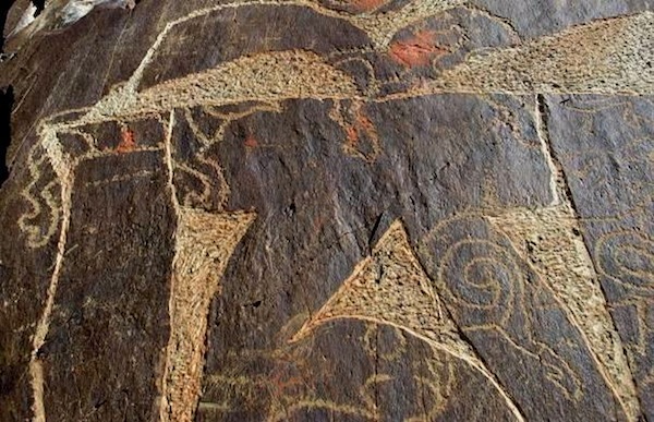 Fig. 3. Tiger (upper left hand corner) chasing wild ungulate, protohistoric period.