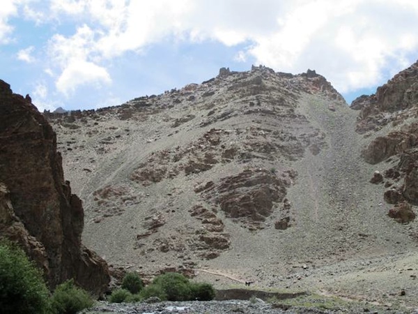 Fig. 1. The Stok Mon Khar ridgeline. The derelict facility can be seen on the summit.