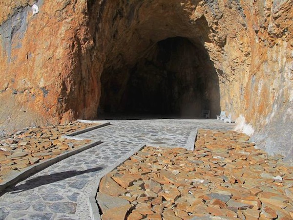 Fig. 8. In 2012, the floor of this sacred cave (one of the last in local folklore to retain a Bon mantle) was paved with stones and a walkway built right to its mouth.