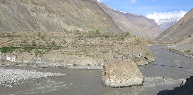 Fig. 37. A view of the eastern portion of the Sahal Thang site from across the Spiti river.