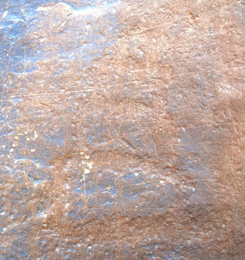 Fig. 45. A shrine of three graduated levels with rounded top (bum-pa), Tsentsalap (rTsan-rtsa leb; el. 3230 m). Protohistoric period. On the same west facing side of the boulder are other rock art figures.