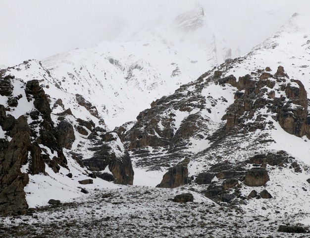 Fig. 85. The Nyima Loksa Phuk site is situated high up in the rocks on the right side of the ravine.