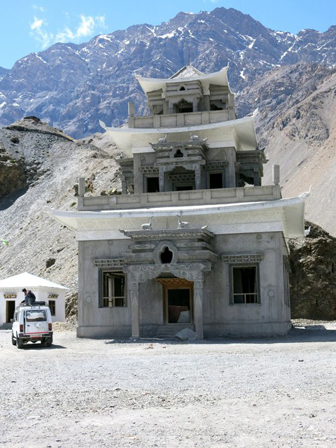 Fig. 1. The concrete hulk of a new Buddhist temple being constructed on the site of an ancient cemetery, Gyu.