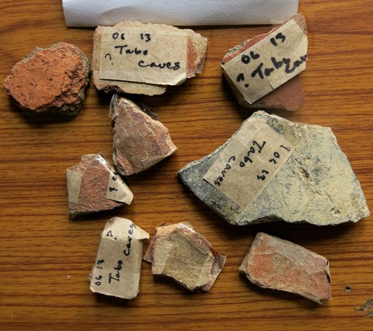 Fig. 9. Pottery sherds exhibiting different methods of fabrication recovered in Tabo. Many of these ceramics appear to belong to the Buddhist era (post-1000 CE).