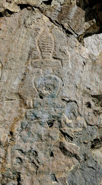 Fig. 21.4. The most northerly chorten, one of the three largest at Jomo Phuk. Note the base of five tiers and spire bisected vertically into two parts. The finial has largely worn away. It appears to have been in the same style as the large central chorten.