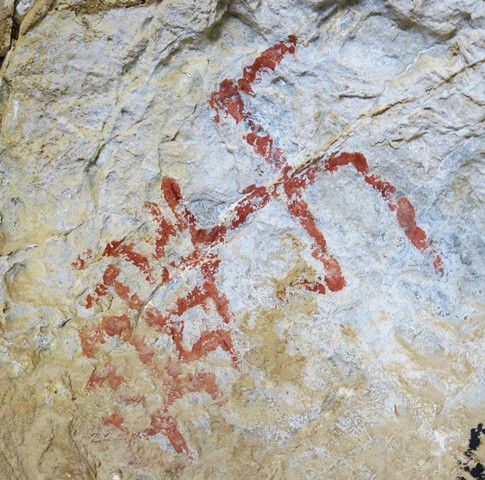 Fig. 28.14. Tree (20 cm high) and swastika on east wall of Sinmo Khadang.