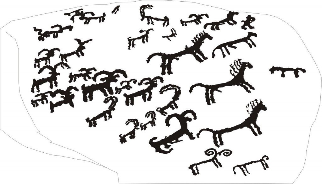 Fig. 12. A drawing of the animals in fig. 11. Drawing by Tashi Ldawa.