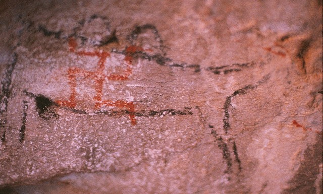 Fig. 73. Counterclockwise swastika superimposed on a depiction of wild ungulate, eastern Changthang.