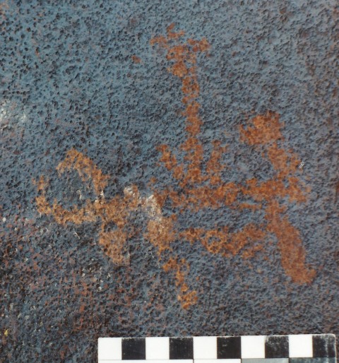 Fig. 10. Wild yak with exaggeratedly large arrow-like motif suspended above it, central Changthang. Iron Age.