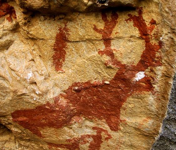 Fig. 14: A red ochre stag identified through its branched antlers. Iron Age.