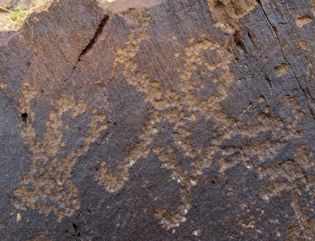 Fig. 27: An anthropomorphic figure seemingly dancing with a large bird. Late Bronze Age or Iron Age.