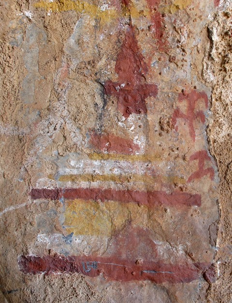 Fig. 31: A polychrome chorten or a precursory variant of shrine. Early Historic period.