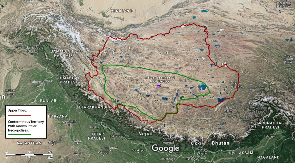 Fig. 1. Tibet and adjoining territories with the location of Talus-blanketed Red House.
