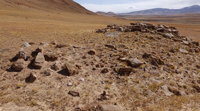 Fig. 21. Quadrate funerary enclosure FS1, situated just west of the temple-tomb, West Complex. This funerary structure occupies the left half of the central portion of the photograph.