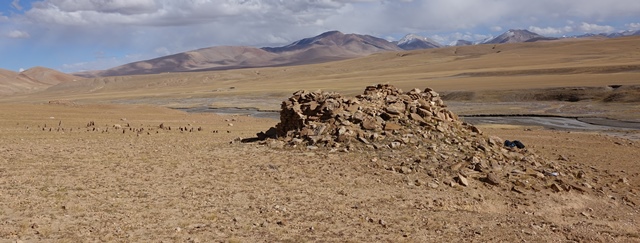 Fig. 33. The concourse of standing stones and temple-tomb of the Central Complex from the northwest.