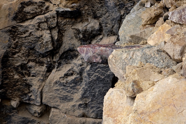 Fig. 34. One of the corbels in situ that belonged to upper tier residences. This is a telltale sign that these structures possessed an all-stone roof built in the archaic manner.